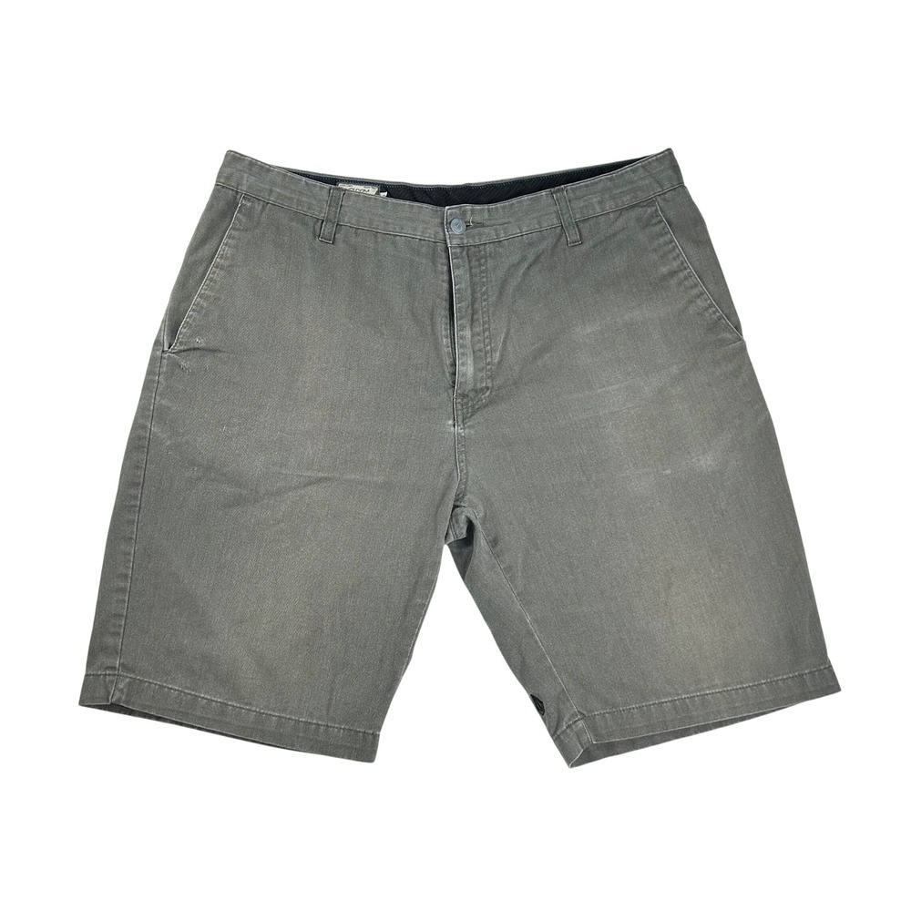 Volcom Mens Chino Shorts Charcoal‎ Grey Size 36 Flat Front Cotton Blend Casual